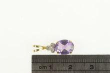 Load image into Gallery viewer, 14K Amethyst Diamond Cluster Accent Vintage Charm/Pendant Yellow Gold