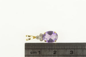 14K Amethyst Diamond Cluster Accent Vintage Charm/Pendant Yellow Gold