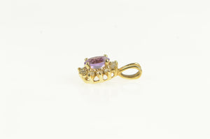 14K Amethyst Diamond Halo Vintage Statement Charm/Pendant Yellow Gold