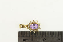 Load image into Gallery viewer, 14K Amethyst Diamond Halo Vintage Statement Charm/Pendant Yellow Gold