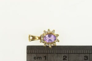 14K Amethyst Diamond Halo Vintage Statement Charm/Pendant Yellow Gold