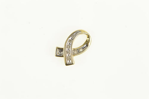 10K Diamond Ribbon Loop Twist Vintage Simple Charm/Pendant Yellow Gold