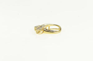 10K Diamond Ribbon Loop Twist Vintage Simple Charm/Pendant Yellow Gold