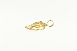 14K P Initial Monogram Heart Letter Flower Charm/Pendant Yellow Gold
