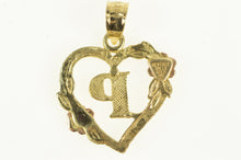Load image into Gallery viewer, 14K P Initial Monogram Heart Letter Flower Charm/Pendant Yellow Gold