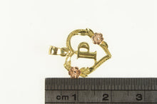 Load image into Gallery viewer, 14K P Initial Monogram Heart Letter Flower Charm/Pendant Yellow Gold