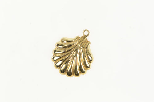 14K Scallop High Relief Puffy Sea Shell Ocean Charm/Pendant Yellow Gold