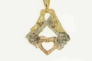 14K Tri Tone Heart Angel Love Symbol Black Hills Charm/Pendant Yellow Gold