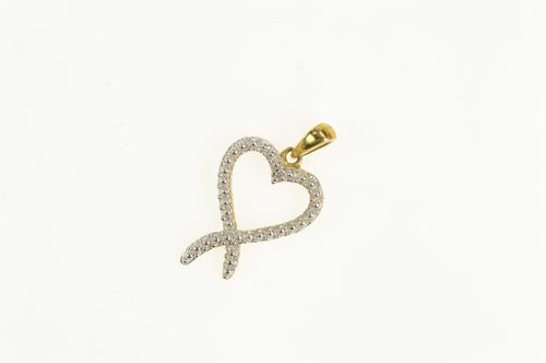 10K Diamond Criss Cross Love Symbol Valentine Charm/Pendant Yellow Gold