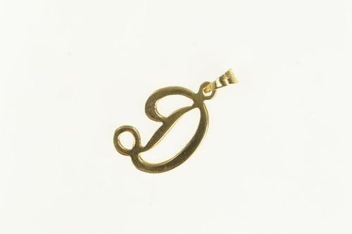 14K D Cursive Monogram Letter Initial Name Charm/Pendant Yellow Gold