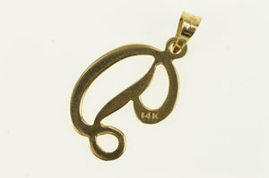 14K D Cursive Monogram Letter Initial Name Charm/Pendant Yellow Gold