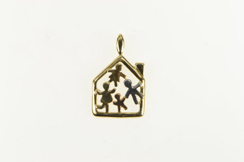 14K Stick Figure Family House Home Sweet Home Charm/Pendant Yellow Gold