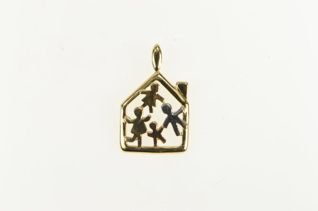 14K Stick Figure Family House Home Sweet Home Charm/Pendant Yellow Gold