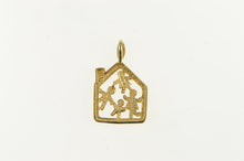 Load image into Gallery viewer, 14K Stick Figure Family House Home Sweet Home Charm/Pendant Yellow Gold