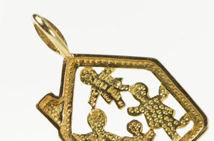 14K Stick Figure Family House Home Sweet Home Charm/Pendant Yellow Gold