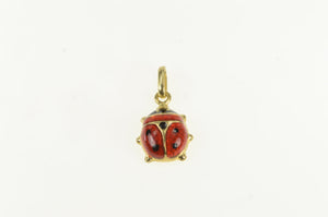14K 3D Red Enamel Lady Bug Lucky Symbol Charm/Pendant Yellow Gold