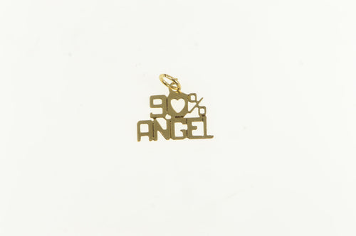 14K 90% Angel Ninety Percent Angelic Word Charm/Pendant Yellow Gold