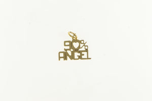 14K 90% Angel Ninety Percent Angelic Word Charm/Pendant Yellow Gold