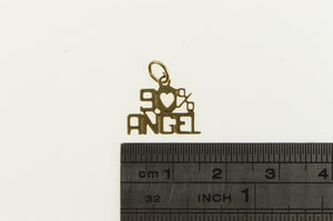14K 90% Angel Ninety Percent Angelic Word Charm/Pendant Yellow Gold