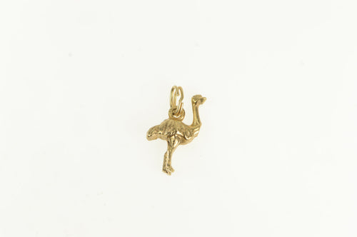 9K 3D Ostrich Big Bird Animal Zoo Charm/Pendant Yellow Gold