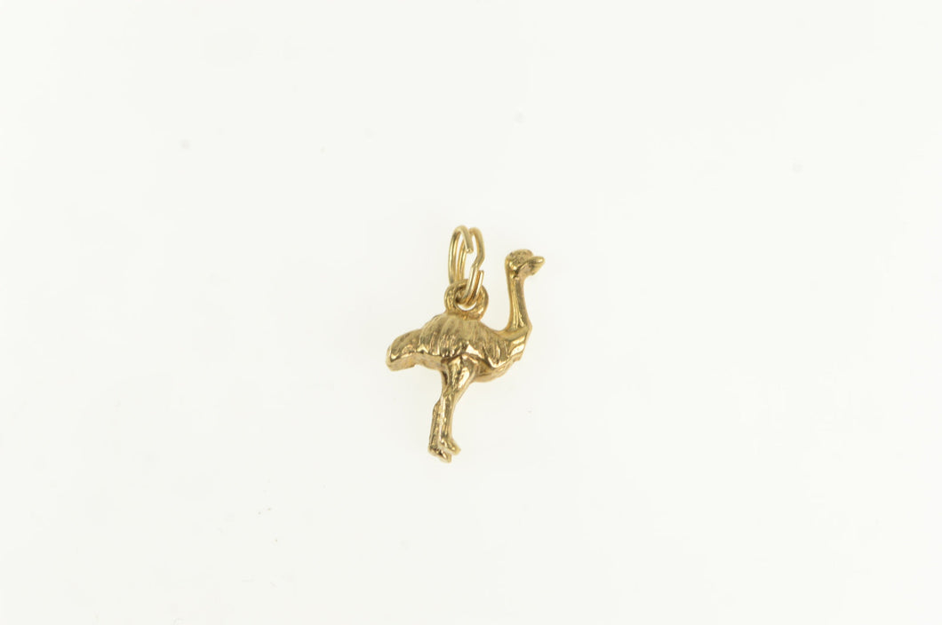 9K 3D Ostrich Big Bird Animal Zoo Charm/Pendant Yellow Gold
