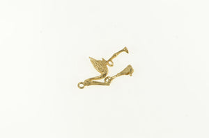 14K 3D Stork Articulated Baby Newborn Pregnancy Charm/Pendant Yellow Gold