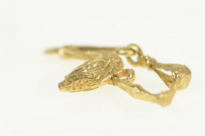 14K 3D Stork Articulated Baby Newborn Pregnancy Charm/Pendant Yellow Gold