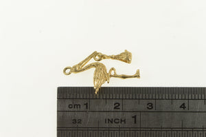 14K 3D Stork Articulated Baby Newborn Pregnancy Charm/Pendant Yellow Gold