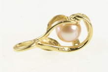 Load image into Gallery viewer, 14K Pearl Diamond Accent Leaf Vintage Charm/Pendant Yellow Gold