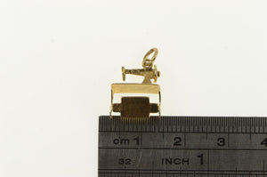 14K 3D Articulated Sewing Machine Seamstress Charm/Pendant Yellow Gold