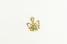 Load image into Gallery viewer, 14K Butterfly White &amp; Green CZ Vintage Fashion Charm/Pendant Yellow Gold