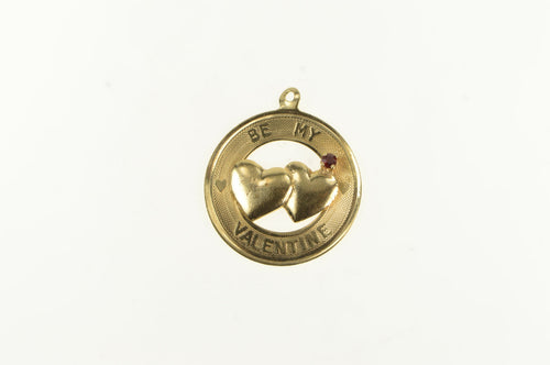 14K 1960's Be My Valentine Romantic Heart Love Charm/Pendant Yellow Gold