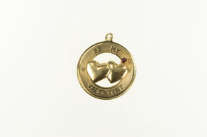 14K 1960's Be My Valentine Romantic Heart Love Charm/Pendant Yellow Gold