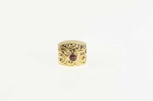 14K Ruby Ornate Scroll Design Slide Bracelet Charm/Pendant Yellow Gold