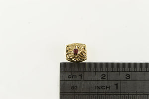 14K Ruby Ornate Scroll Design Slide Bracelet Charm/Pendant Yellow Gold