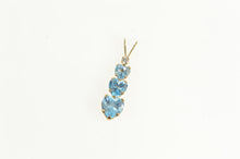 Load image into Gallery viewer, 10K Tiered Blue Topaz Heart CZ Accent Classic Charm/Pendant Yellow Gold