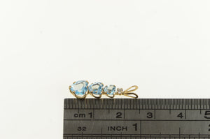 10K Tiered Blue Topaz Heart CZ Accent Classic Charm/Pendant Yellow Gold