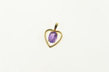 Load image into Gallery viewer, 14K Amethyst Inset Classic Heart Valentine Charm/Pendant Yellow Gold