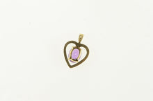 Load image into Gallery viewer, 14K Amethyst Inset Classic Heart Valentine Charm/Pendant Yellow Gold