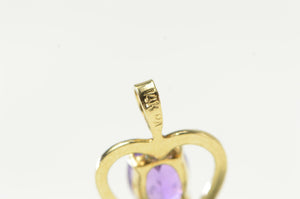 14K Amethyst Inset Classic Heart Valentine Charm/Pendant Yellow Gold