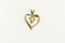 Load image into Gallery viewer, 14K Ruby Diamond Inset Classic Heart Love Charm/Pendant Yellow Gold