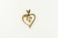 Load image into Gallery viewer, 14K Ruby Diamond Inset Classic Heart Love Charm/Pendant Yellow Gold