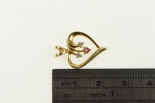 Load image into Gallery viewer, 14K Ruby Diamond Inset Classic Heart Love Charm/Pendant Yellow Gold