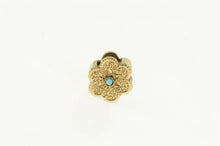 Load image into Gallery viewer, 14K Ornate Turquoise Flower Slide Bracelet Charm/Pendant Yellow Gold