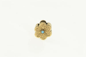 14K Ornate Turquoise Flower Slide Bracelet Charm/Pendant Yellow Gold