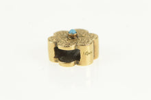 Load image into Gallery viewer, 14K Ornate Turquoise Flower Slide Bracelet Charm/Pendant Yellow Gold