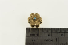 Load image into Gallery viewer, 14K Ornate Turquoise Flower Slide Bracelet Charm/Pendant Yellow Gold