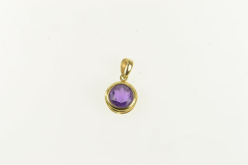 14K Oval Amethyst Bezel Vintage Statement Charm/Pendant Yellow Gold