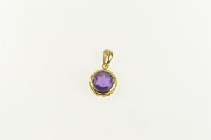 14K Oval Amethyst Bezel Vintage Statement Charm/Pendant Yellow Gold