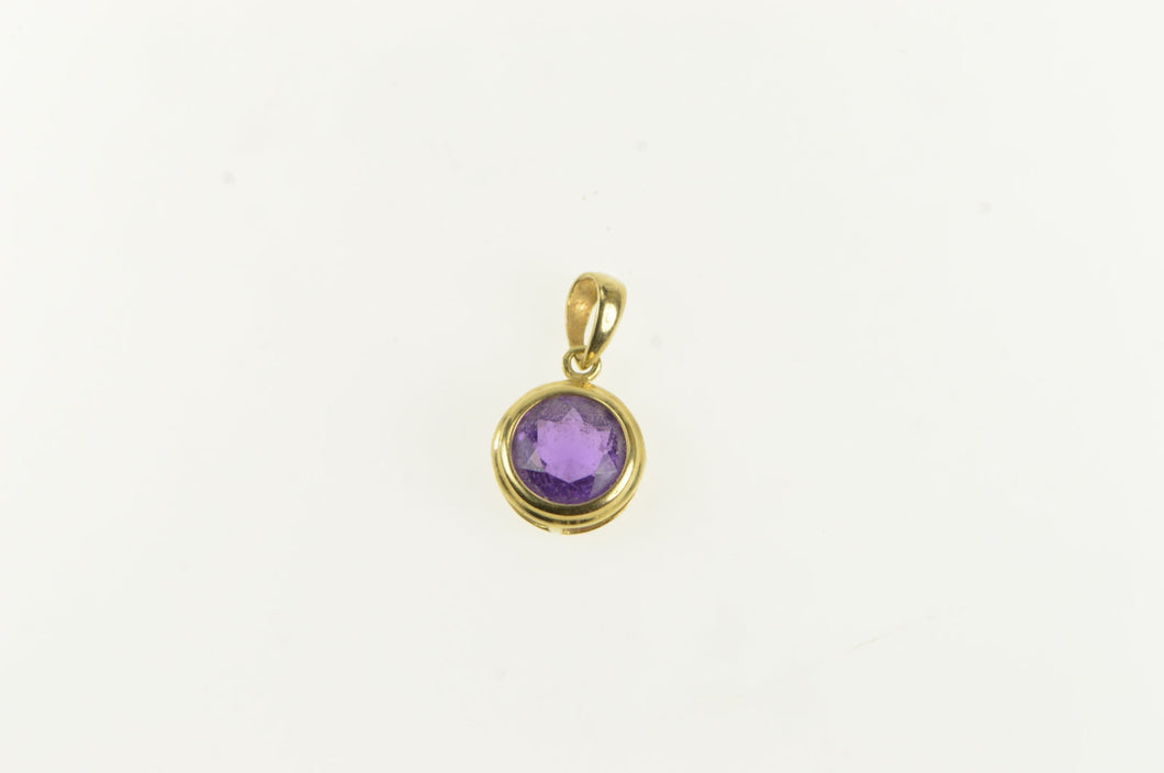 14K Oval Amethyst Bezel Vintage Statement Charm/Pendant Yellow Gold